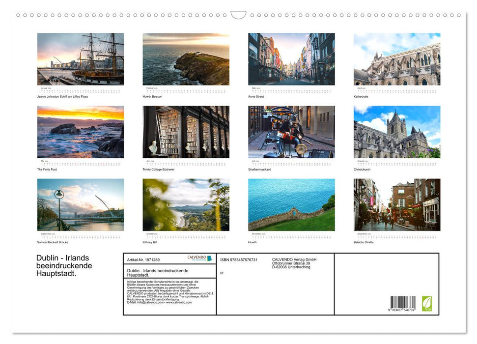 Dublin - Irlands beeindruckende Hauptstadt. (CALVENDO Wandkalender 2026)