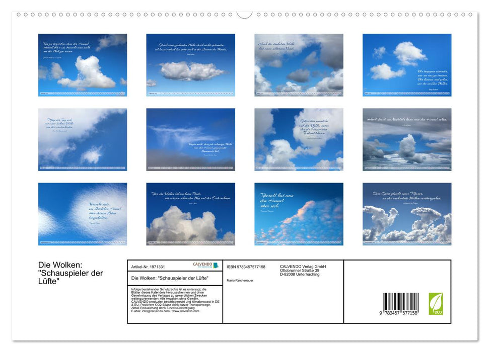 Die Wolken: "Schauspieler der Lüfte" (CALVENDO Premium Wandkalender 2026)