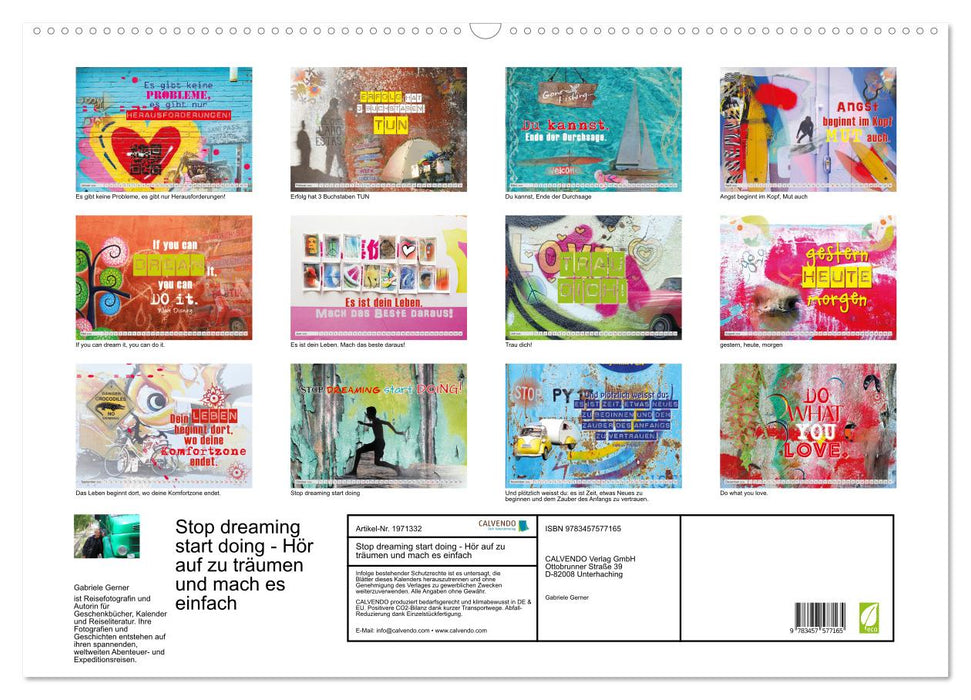 Stop dreaming start doing - Hör auf zu träumen und mach es einfach (CALVENDO Wandkalender 2026)