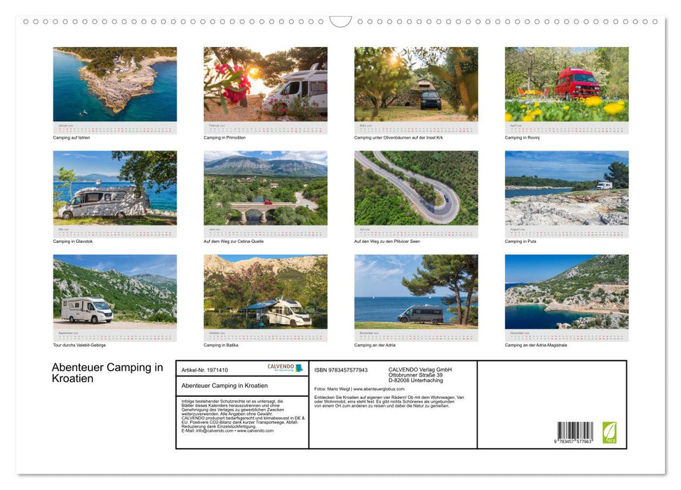 Abenteuer Camping in Kroatien (CALVENDO Wandkalender 2026)