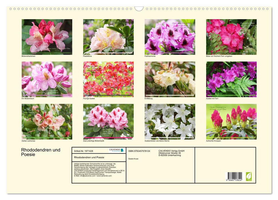 Rhododendren und Poesie (CALVENDO Wandkalender 2026)