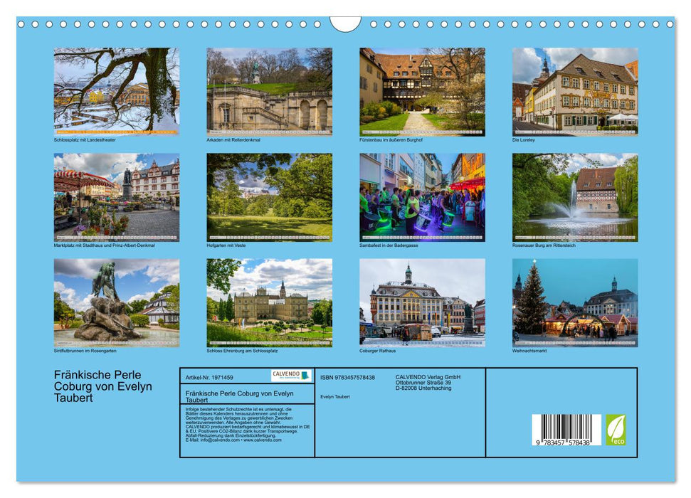 Fränkische Perle Coburg von Evelyn Taubert (CALVENDO Wandkalender 2026)