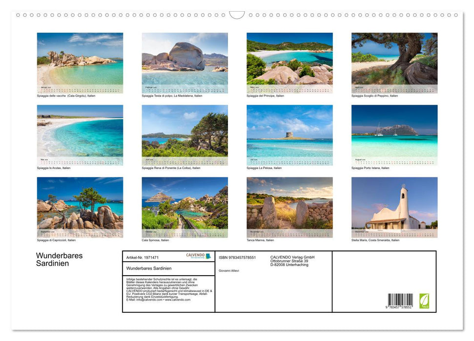 Wunderbares Sardinien (CALVENDO Wandkalender 2026)