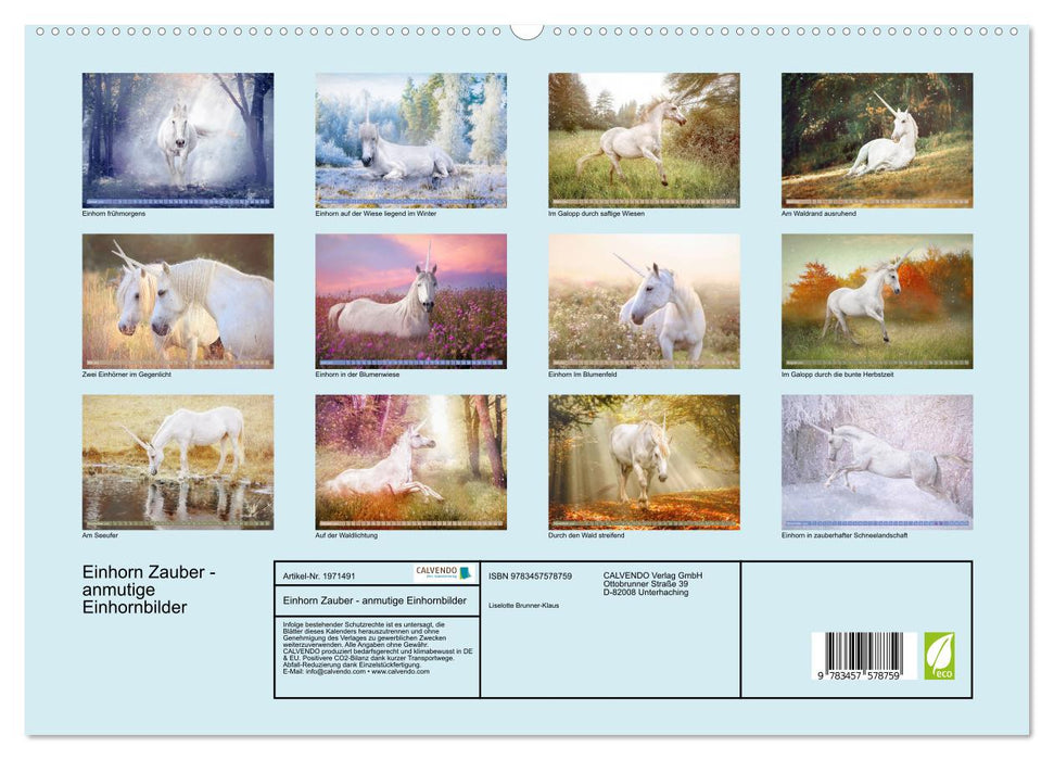 Einhorn Zauber - anmutige Einhornbilder (CALVENDO Premium Wandkalender 2026)