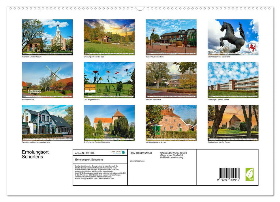 Erholungsort Schortens (CALVENDO Premium Wandkalender 2026)