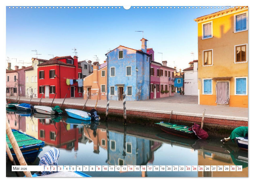 Venedig und Burano - Lagunenstadt und bunte Häuser (CALVENDO Premium Wandkalender 2026)