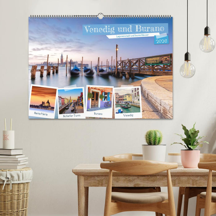 Venedig und Burano - Lagunenstadt und bunte Häuser (CALVENDO Wandkalender 2026)