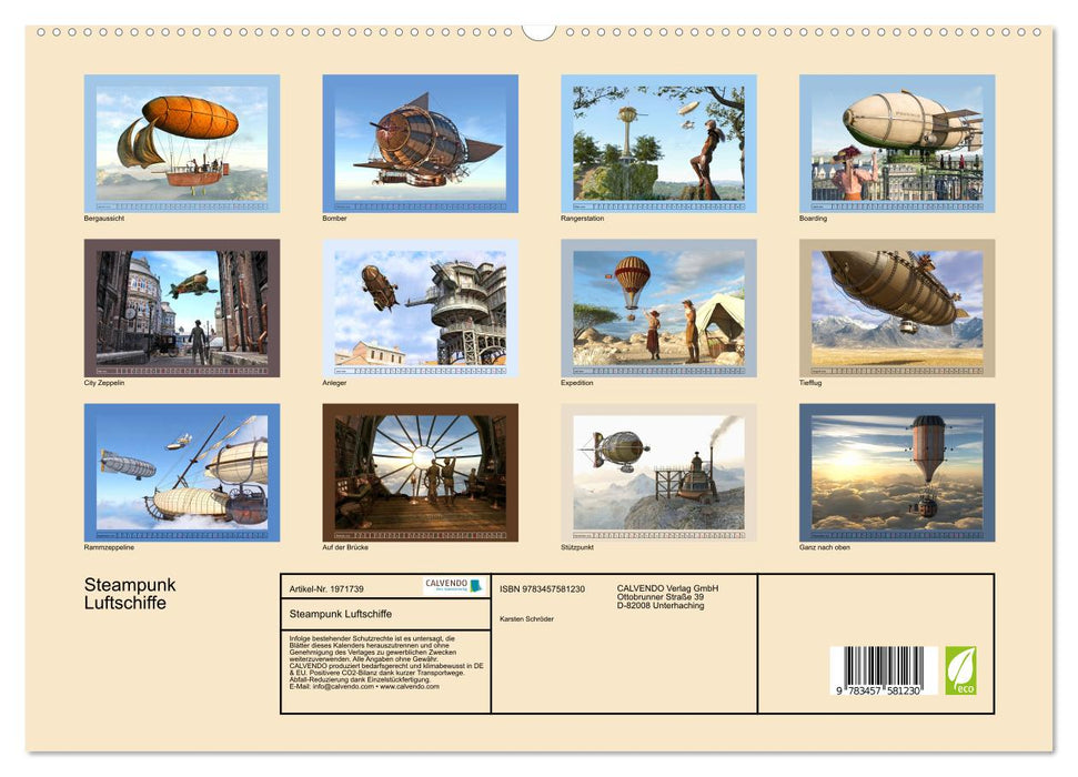 Steampunk Luftschiffe (CALVENDO Premium Wandkalender 2026)