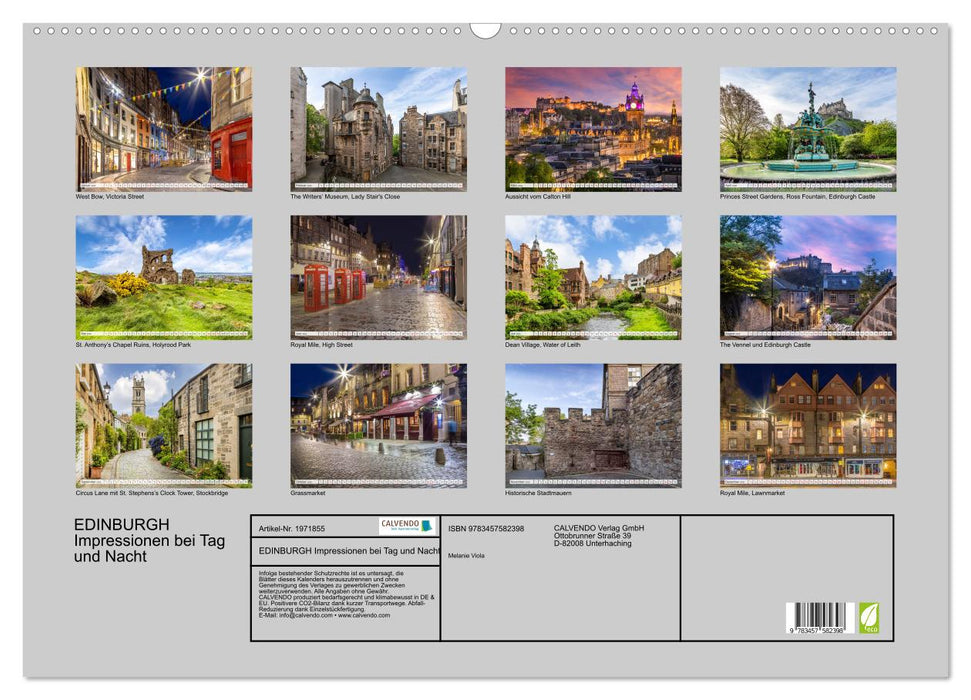 EDINBURGH Impressionen bei Tag und Nacht (CALVENDO Wandkalender 2026)