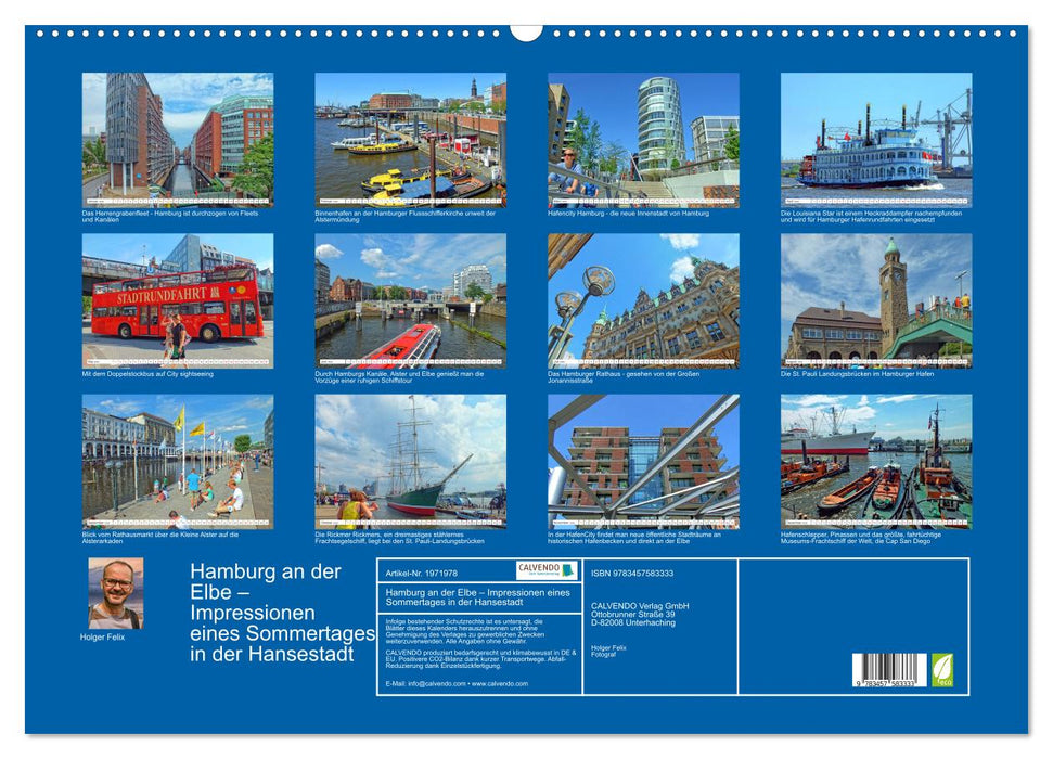 Hamburg an der Elbe – Impressionen eines Sommertages in der Hansestadt (CALVENDO Wandkalender 2026)