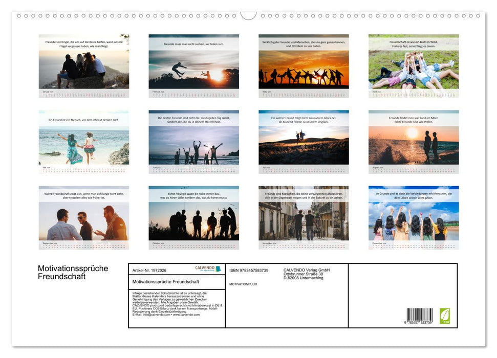 Motivationssprüche Freundschaft (CALVENDO Wandkalender 2026)