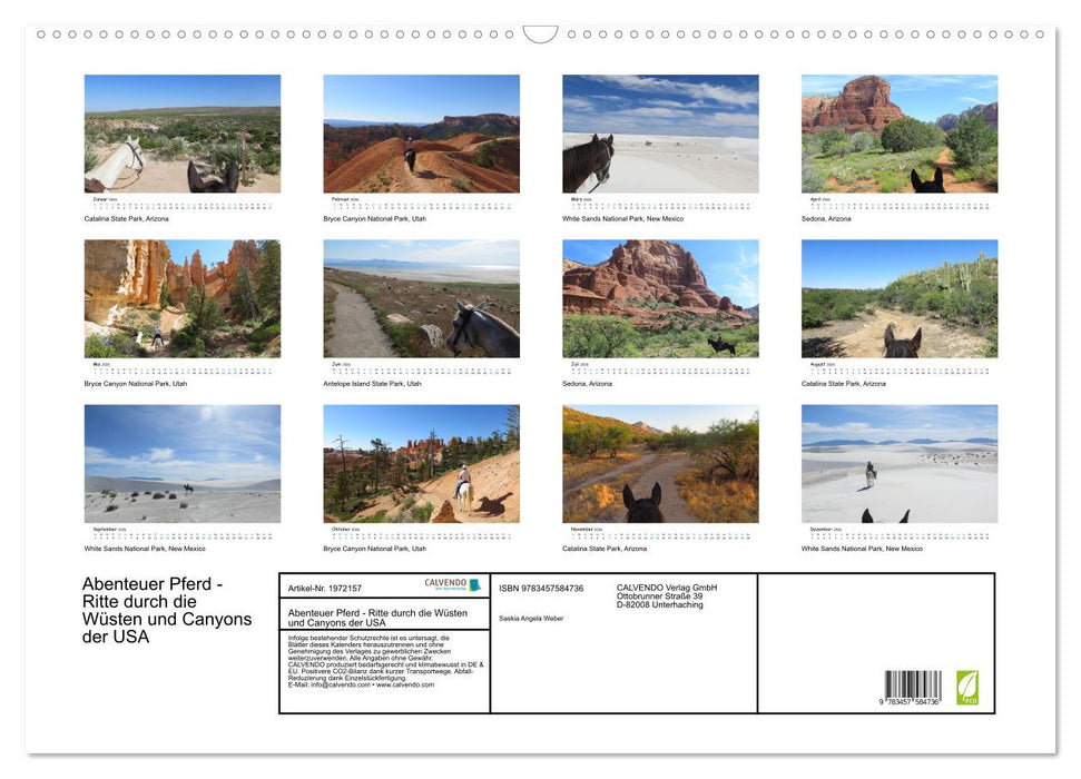 Abenteuer Pferd - Ritte durch die Wüsten und Canyons der USA (CALVENDO Wandkalender 2026)