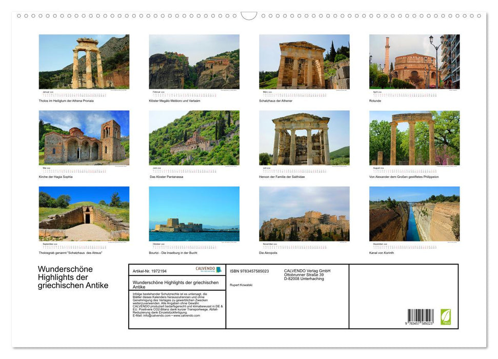 Wunderschöne Highlights der griechischen Antike (CALVENDO Wandkalender 2026)