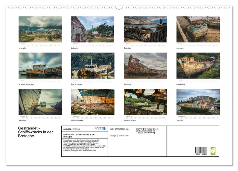 Gestrandet - Schiffswracks in der Bretagne (CALVENDO Wandkalender 2026)