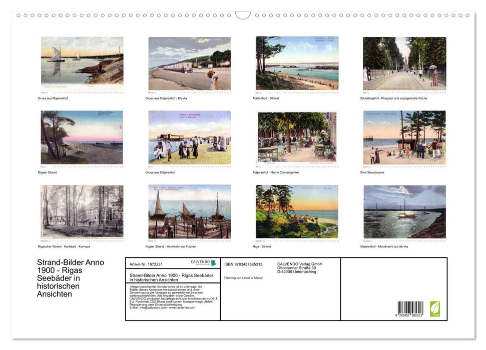 Strand-Bilder Anno 1900 - Rigas Seebäder in historischen Ansichten (CALVENDO Wandkalender 2026)