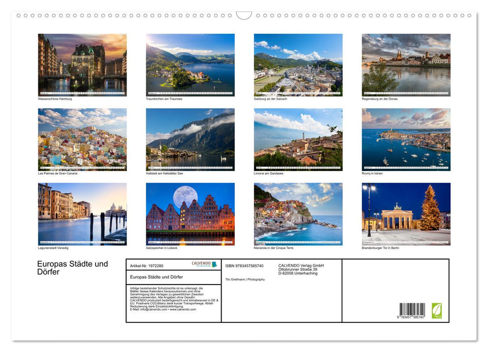 Europas Städte und Dörfer (CALVENDO Wandkalender 2026)