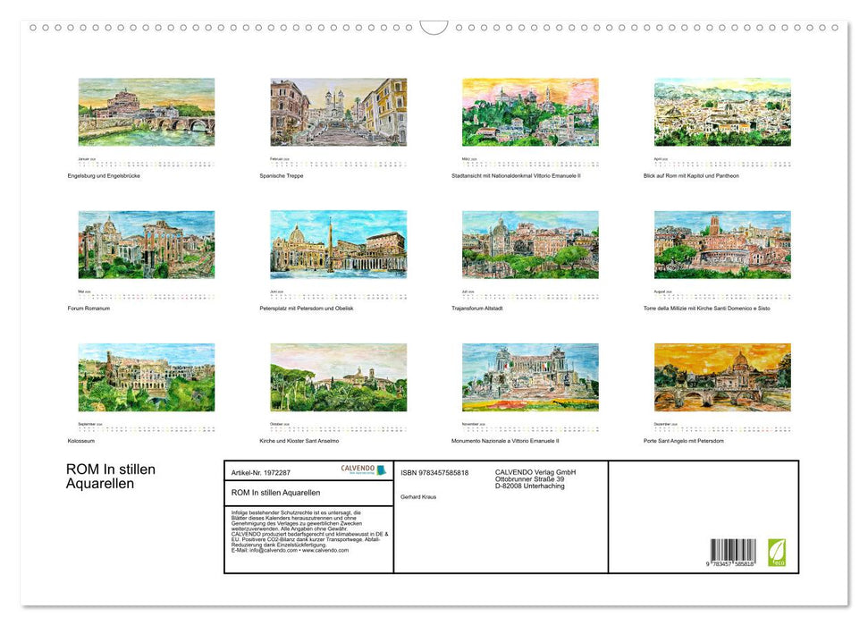 ROM In stillen Aquarellen (CALVENDO Wandkalender 2026)