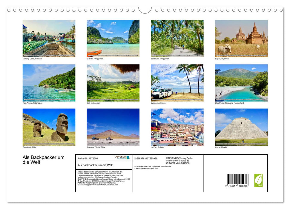 Als Backpacker um die Welt (CALVENDO Wandkalender 2026)