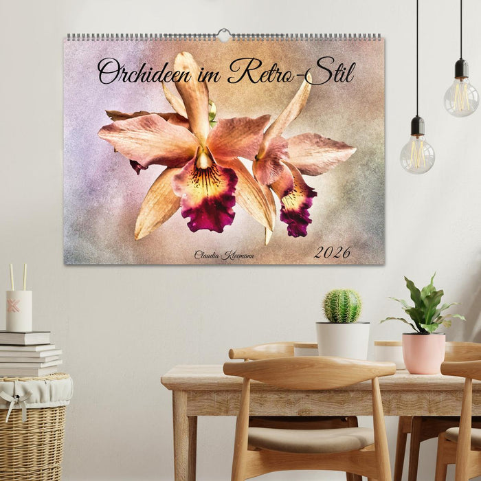 Orchideen im Retro-Stil (CALVENDO Wandkalender 2026)