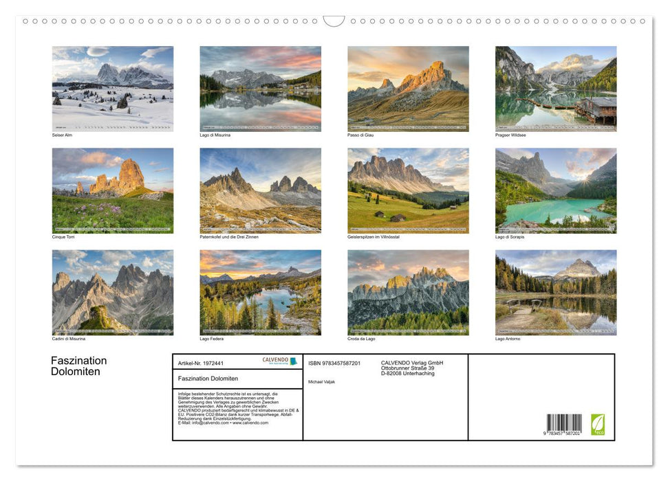 Faszination Dolomiten (CALVENDO Wandkalender 2026)