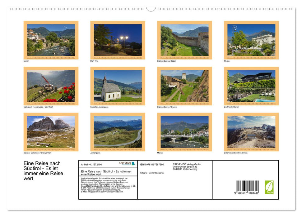 Eine Reise nach Südtirol - Es ist immer eine Reise wert (CALVENDO Premium Wandkalender 2026)