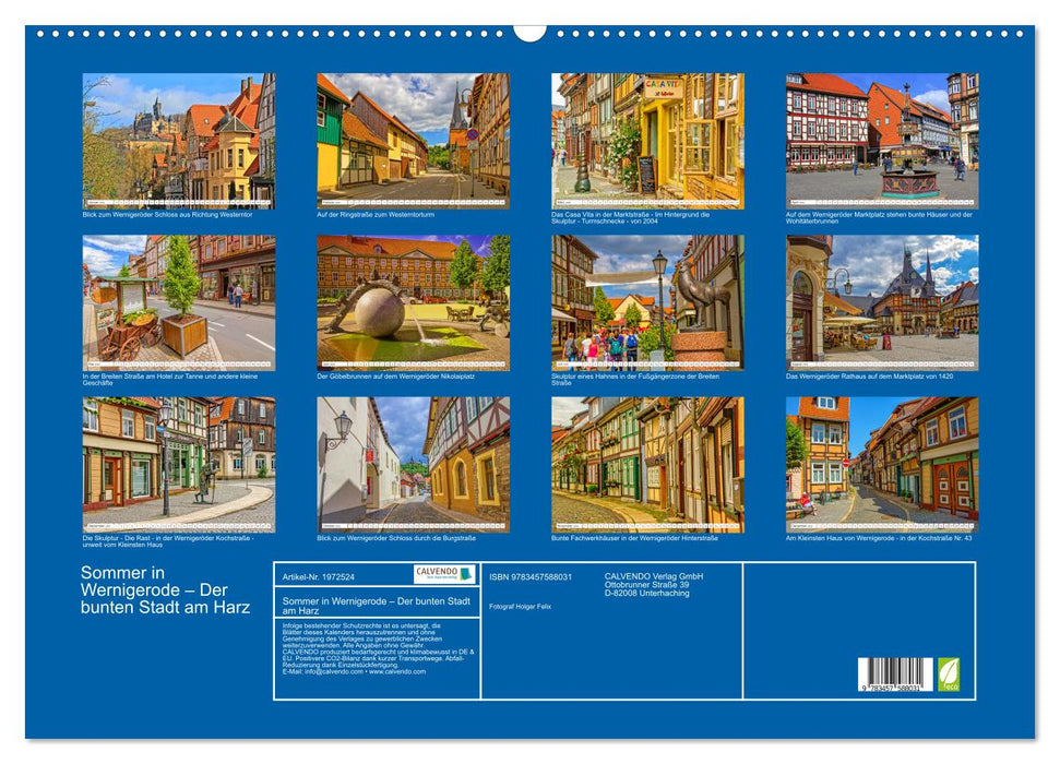 Sommer in Wernigerode – Der bunten Stadt am Harz (CALVENDO Wandkalender 2026)