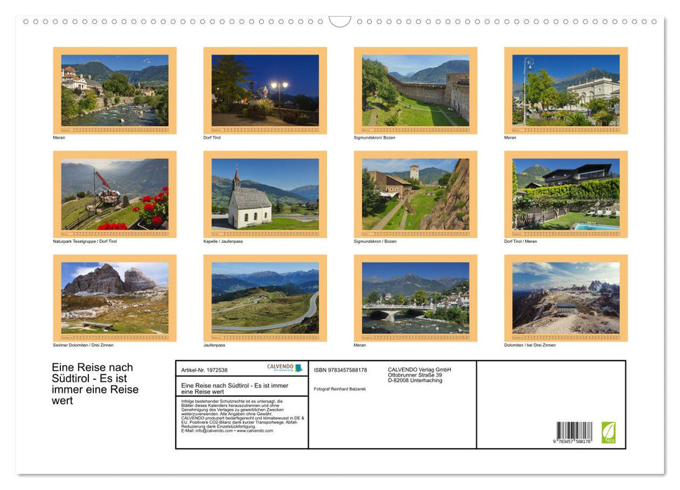 Eine Reise nach Südtirol - Es ist immer eine Reise wert (CALVENDO Wandkalender 2026)