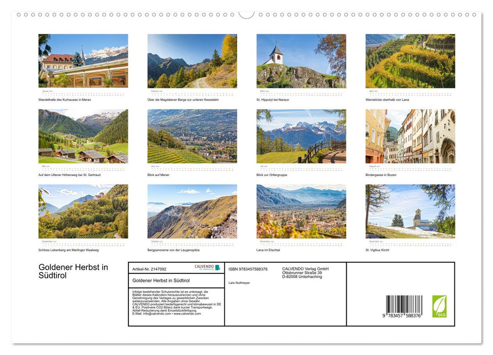 Goldener Herbst in Südtirol (CALVENDO Premium Wandkalender 2026)