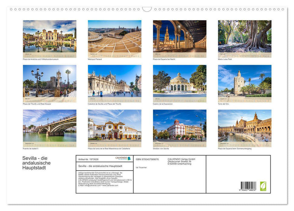 Sevilla - die andalusische Hauptstadt (CALVENDO Wandkalender 2026)