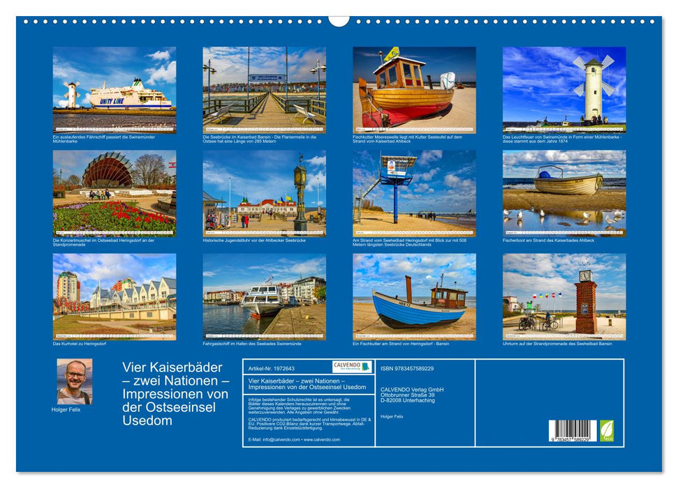 Vier Kaiserbäder – zwei Nationen – Impressionen von der Ostseeinsel Usedom (CALVENDO Wandkalender 2026)