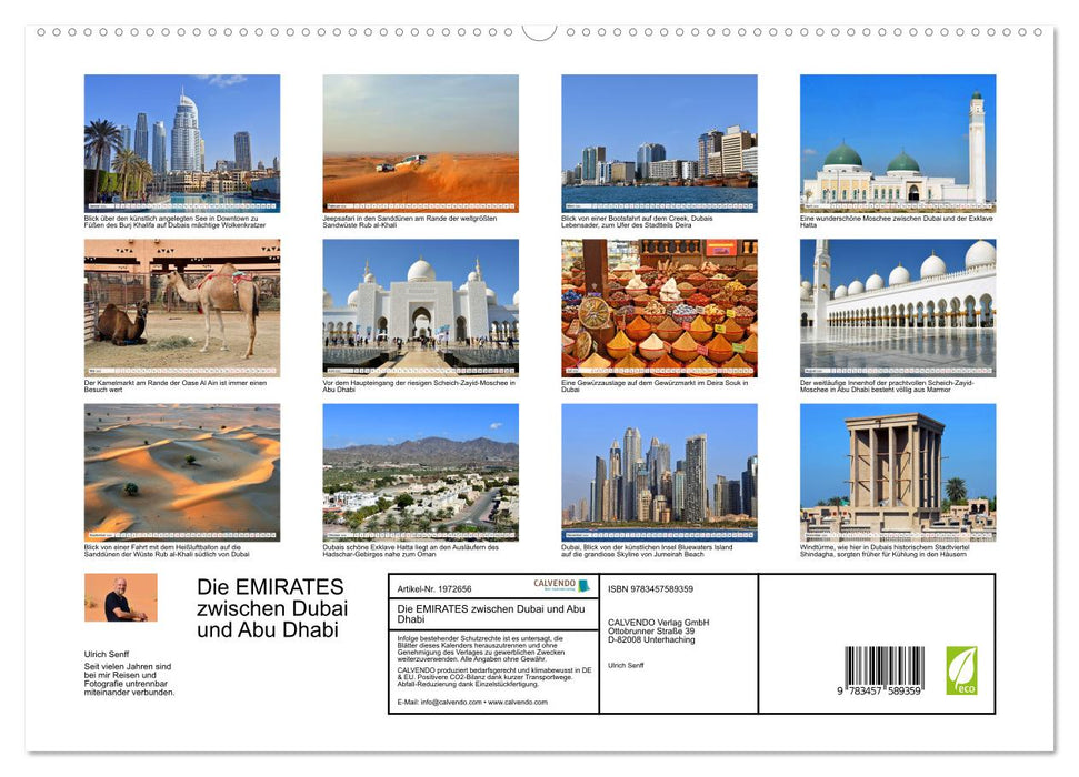 Die EMIRATES zwischen Dubai und Abu Dhabi (CALVENDO Premium Wandkalender 2026)