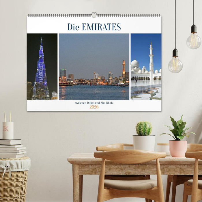 Die EMIRATES zwischen Dubai und Abu Dhabi (CALVENDO Wandkalender 2026)