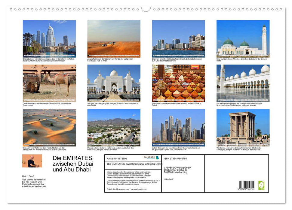 Die EMIRATES zwischen Dubai und Abu Dhabi (CALVENDO Wandkalender 2026)