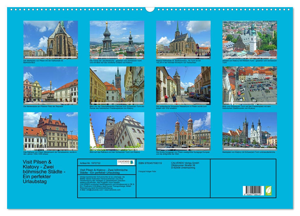 Visit Pilsen & Klatovy - Zwei böhmische Städte - Ein perfekter Urlaubstag (CALVENDO Wandkalender 2026)