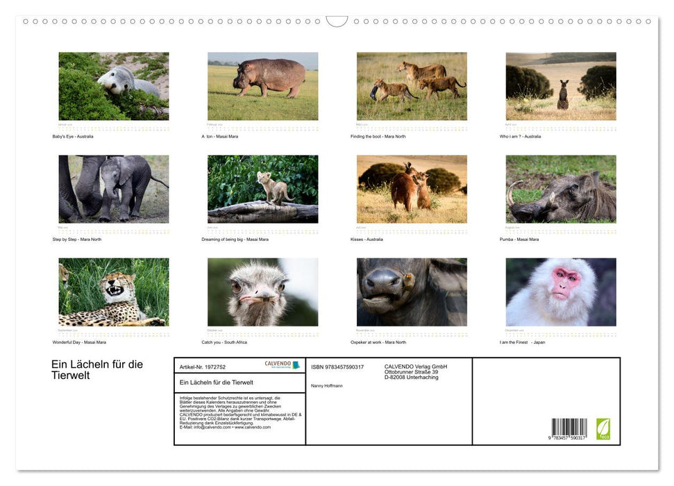 Ein Lächeln für die Tierwelt (CALVENDO Wandkalender 2026)