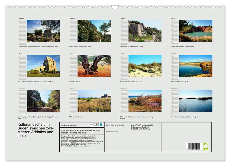 Kulturlandschaft im Süden zwischen zwei Meeren Adriatico und Ionio (CALVENDO Wandkalender 2026)