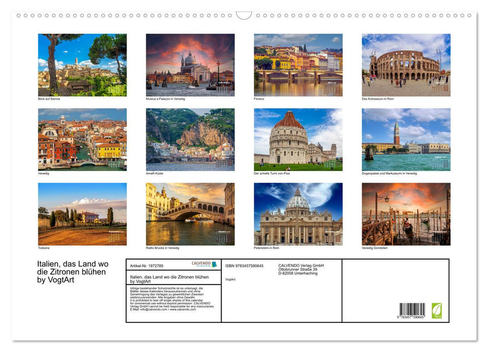 Italien, das Land wo die Zitronen blühen by VogtArt (CALVENDO Wandkalender 2026)