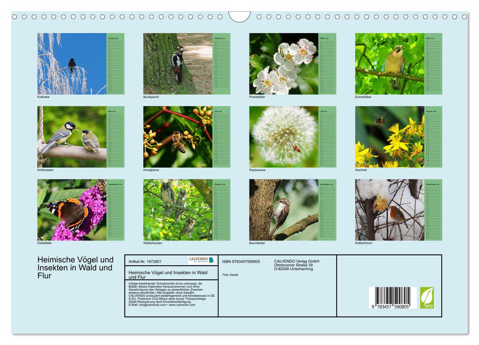 Heimische Vögel und Insekten in Wald und Flur (CALVENDO Wandkalender 2026)