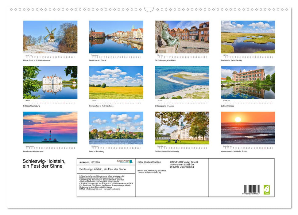 Schleswig-Holstein, ein Fest der Sinne (CALVENDO Wandkalender 2026)