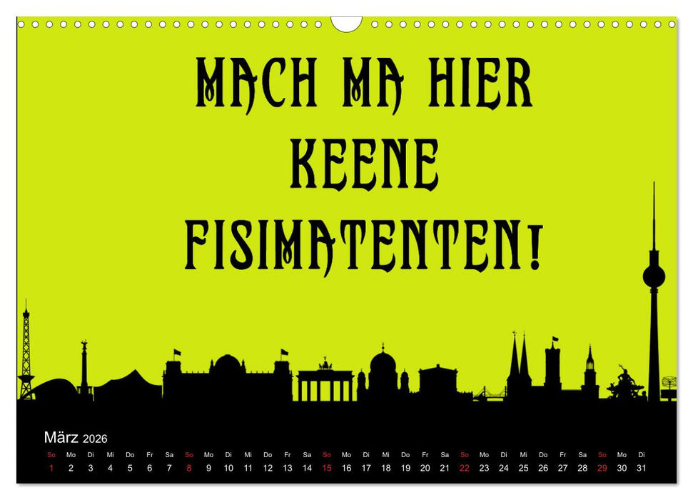 Berliner Mundart (CALVENDO Wandkalender 2026)