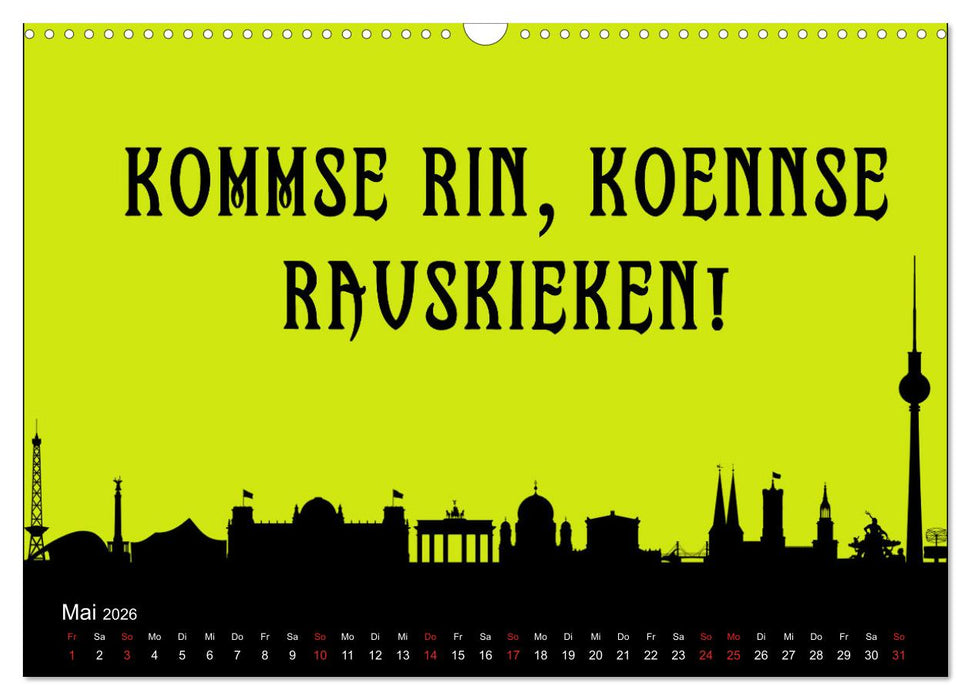 Berliner Mundart (CALVENDO Wandkalender 2026)