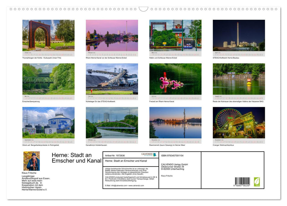 Herne: Stadt an Emscher und Kanal (CALVENDO Wandkalender 2026)