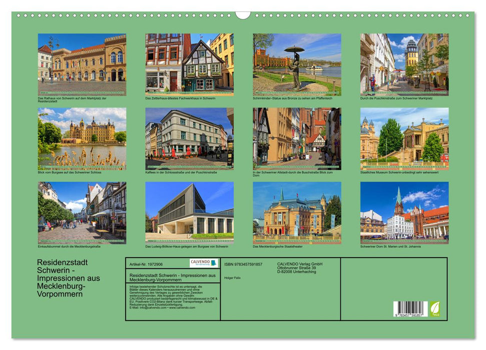 Residenzstadt Schwerin - Impressionen aus Mecklenburg-Vorpommern (CALVENDO Wandkalender 2026)