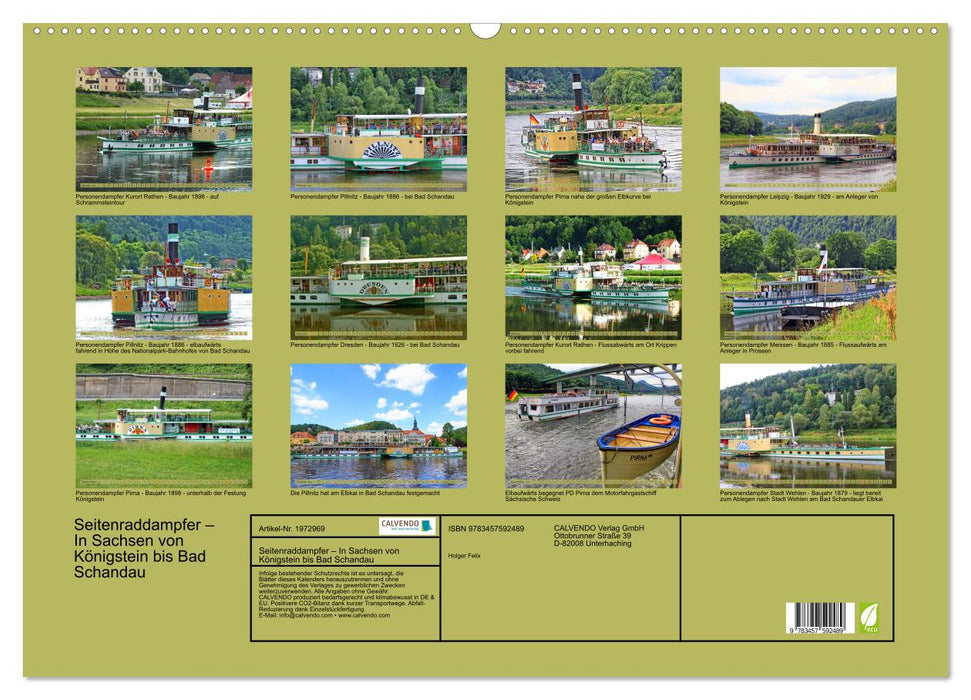 Seitenraddampfer – In Sachsen von Königstein bis Bad Schandau (CALVENDO Wandkalender 2026)