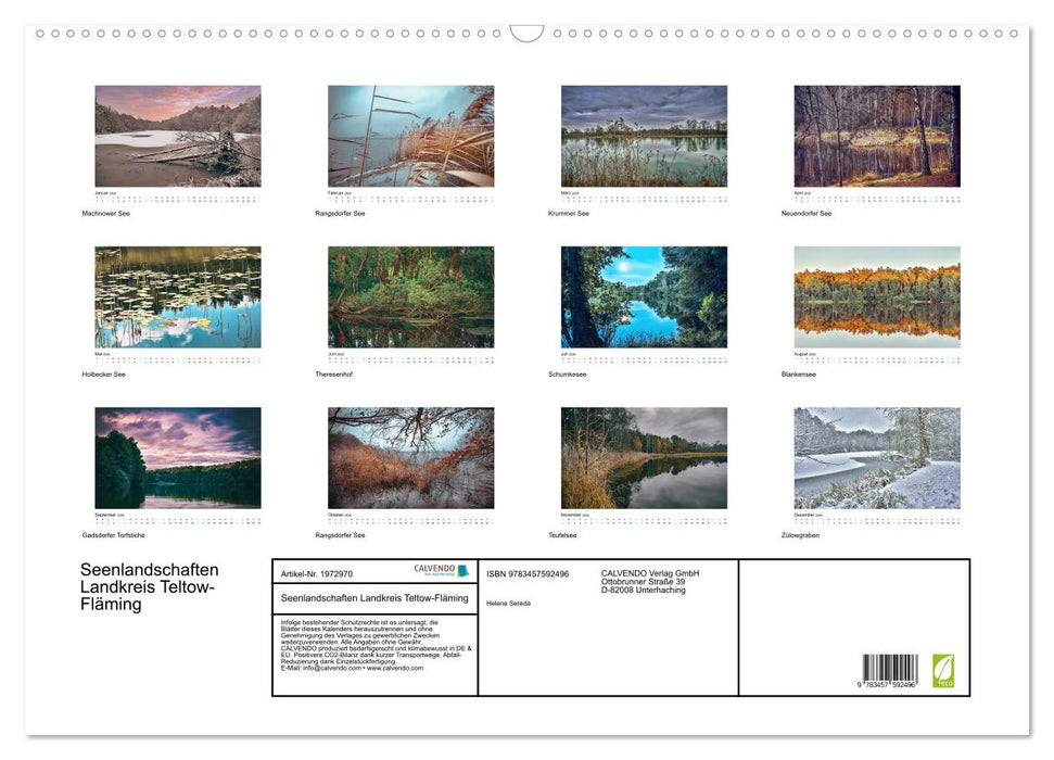 Seenlandschaften Landkreis Teltow-Fläming (CALVENDO Wandkalender 2026)