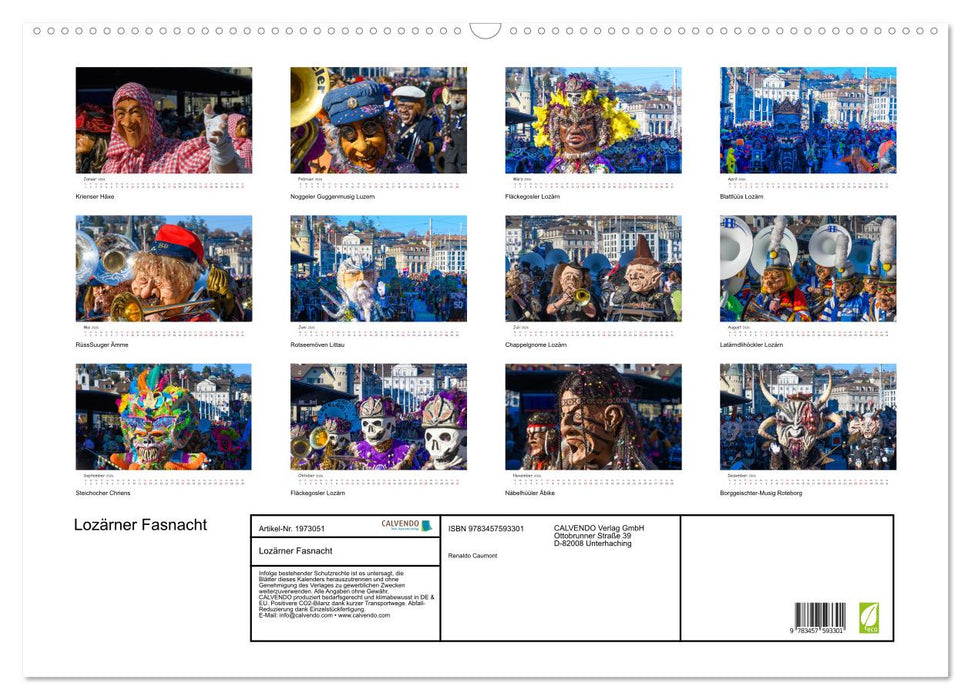 Lozärner Fasnacht (CALVENDO Wandkalender 2026)
