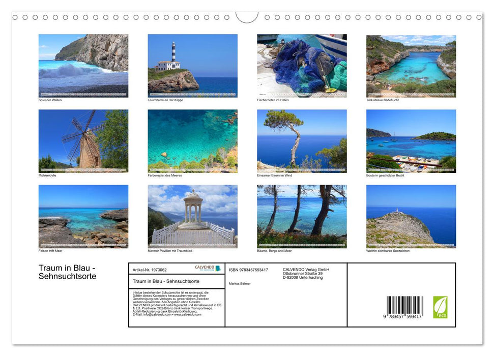Traum in Blau - Sehnsuchtsorte (CALVENDO Wandkalender 2026)