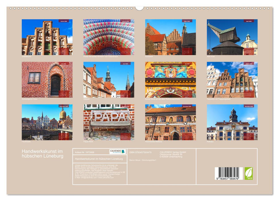 Handwerkskunst im hübschen Lüneburg (CALVENDO Premium Wandkalender 2026)