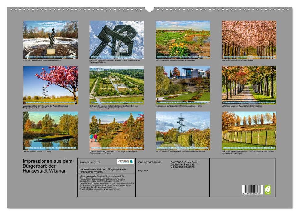 Impressionen aus dem Bürgerpark der Hansestadt Wismar (CALVENDO Wandkalender 2026)
