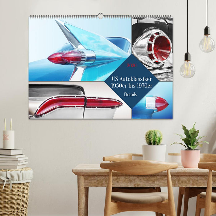 US Autoklassiker 1950er bis 1970er Details (CALVENDO Wandkalender 2026)